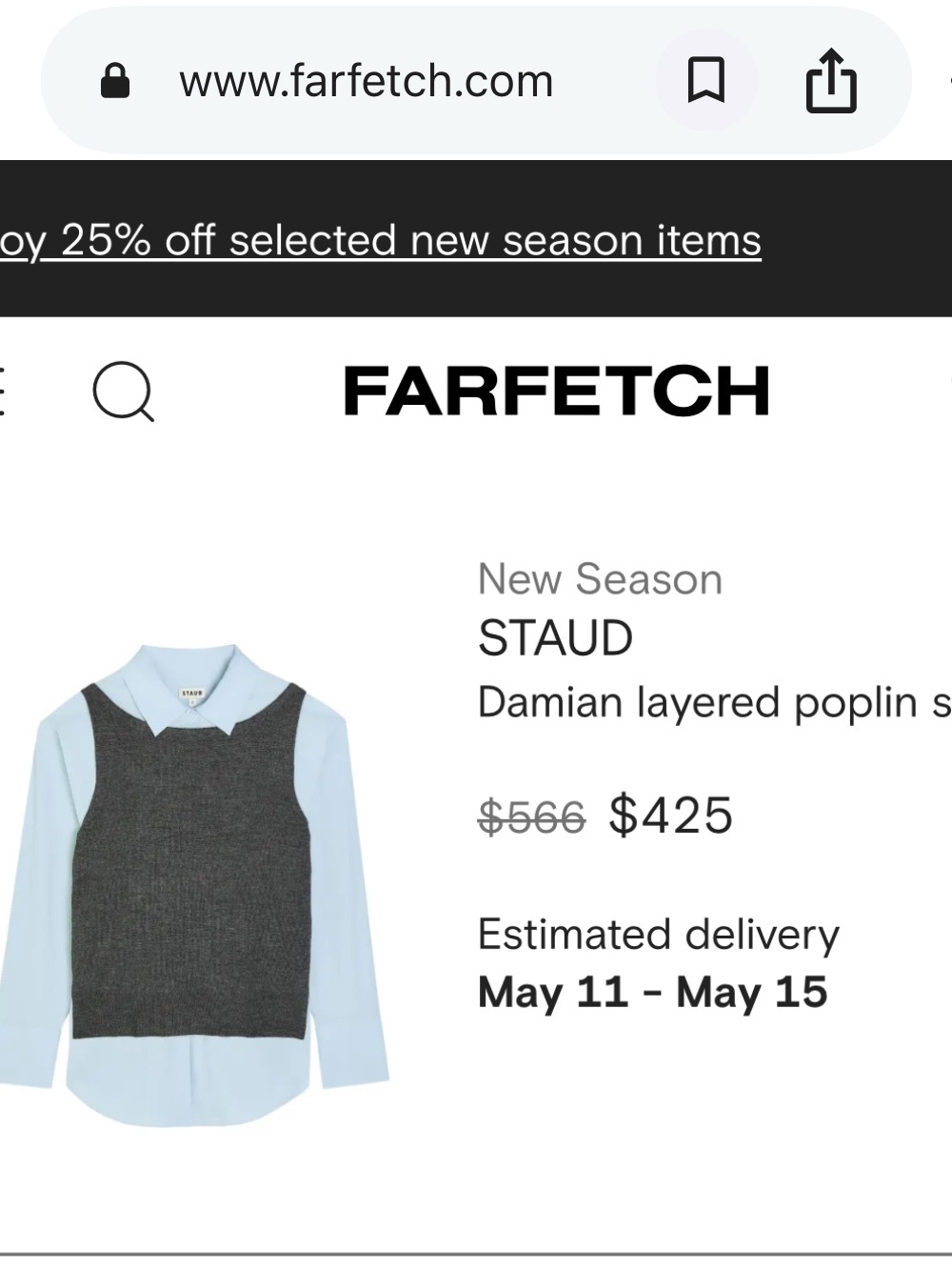 STAUD Damian layered poplin shirt